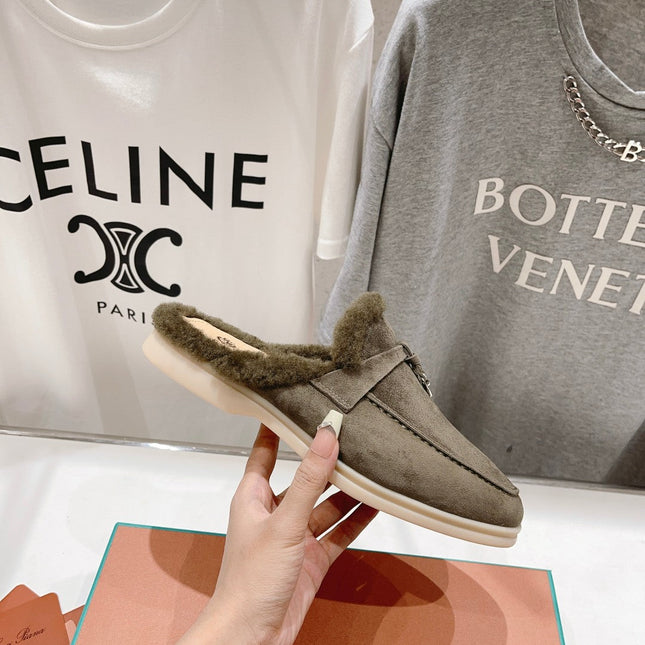 LP CHARMS WALK BABOUCHE LOAFERS ASH BROWN FLEECE