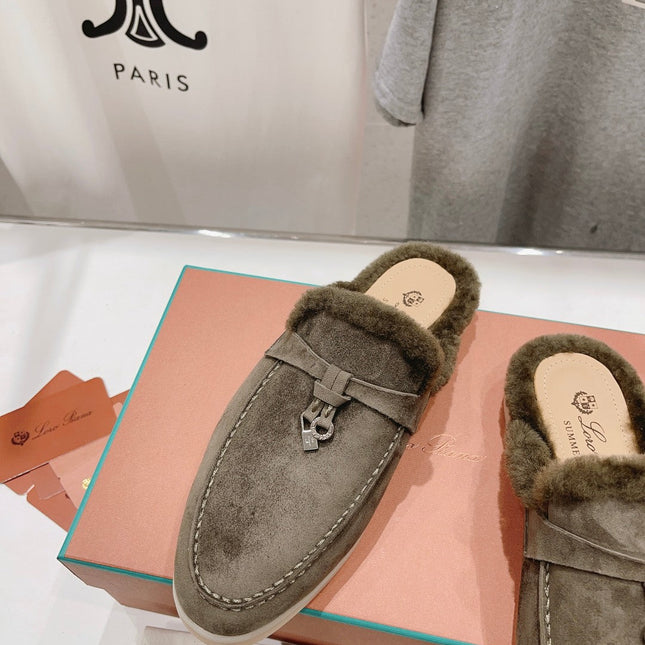 LP CHARMS WALK BABOUCHE LOAFERS ASH BROWN FLEECE