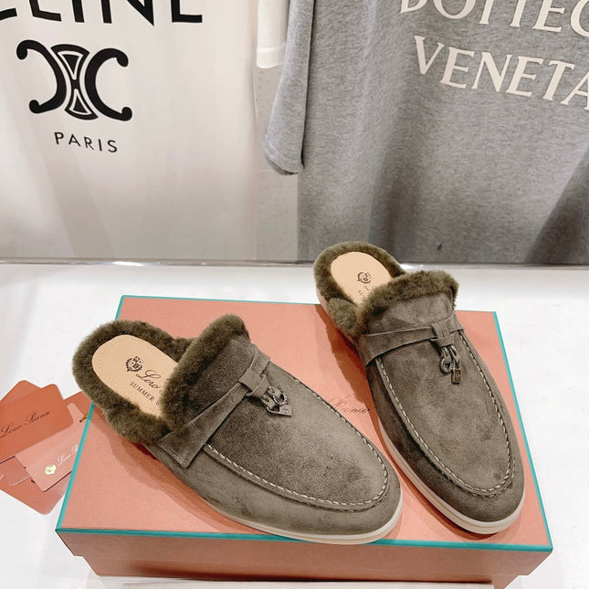 LP CHARMS WALK BABOUCHE LOAFERS ASH BROWN FLEECE