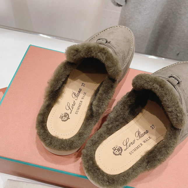 LP CHARMS WALK BABOUCHE LOAFERS ASH BROWN FLEECE