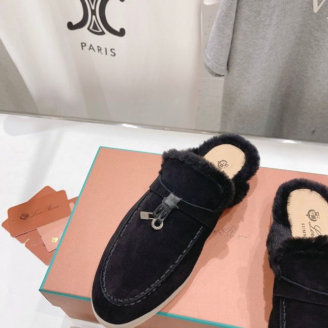 LP CHARMS WALK BABOUCHE LOAFERS BLACK FLEECE