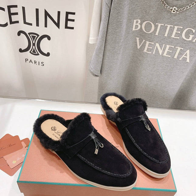 LP CHARMS WALK BABOUCHE LOAFERS BLACK FLEECE