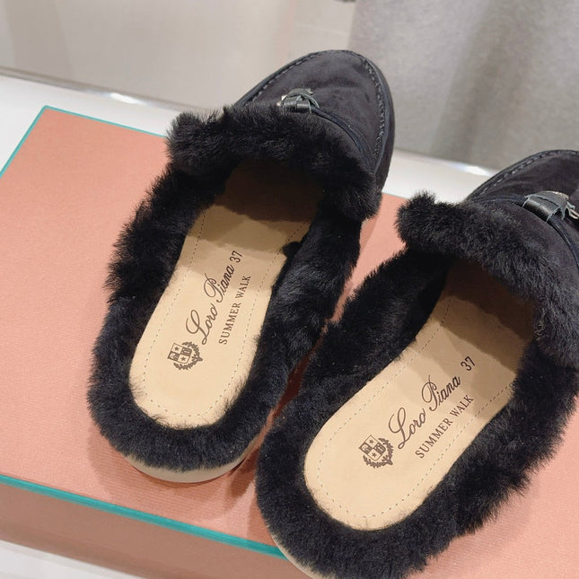 LP CHARMS WALK BABOUCHE LOAFERS BLACK FLEECE