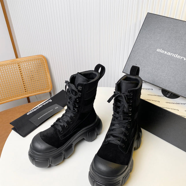 STORM COMBINATION 8 CM BOOTS IN BLACK SUEDE AND SHEEPSKIN