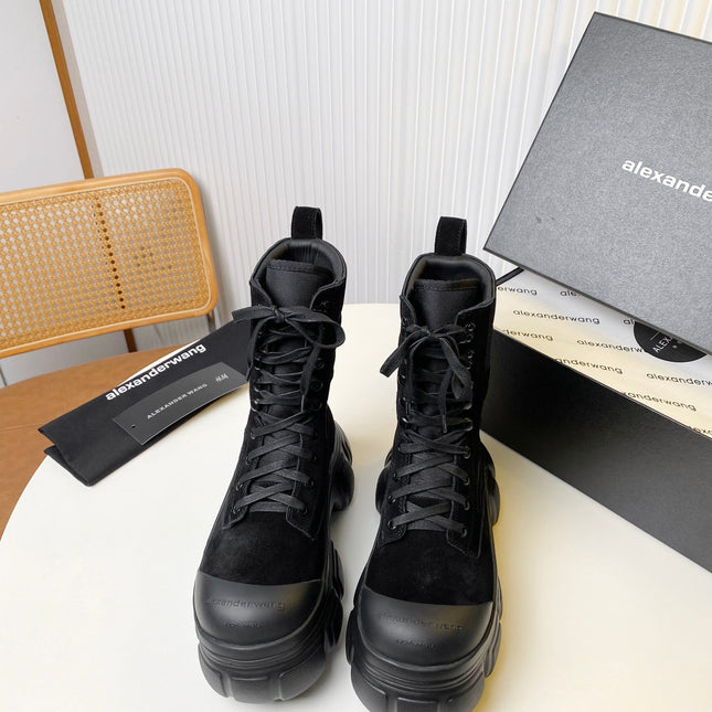 STORM COMBINATION 8 CM BOOTS IN BLACK SUEDE AND SHEEPSKIN