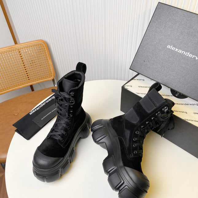 STORM COMBINATION 8 CM BOOTS IN BLACK SUEDE AND SHEEPSKIN