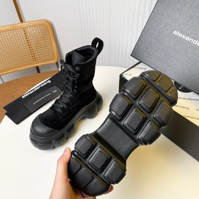 STORM COMBINATION 8 CM BOOTS IN BLACK SUEDE AND SHEEPSKIN