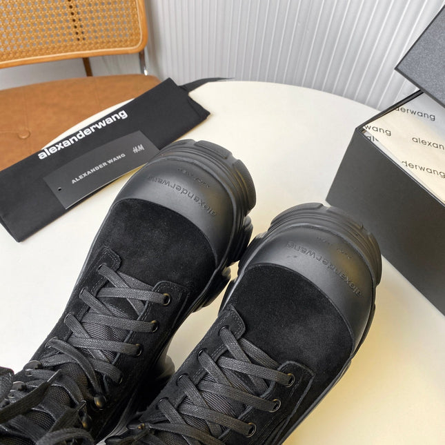 STORM COMBINATION 8 CM BOOTS IN BLACK SUEDE AND SHEEPSKIN