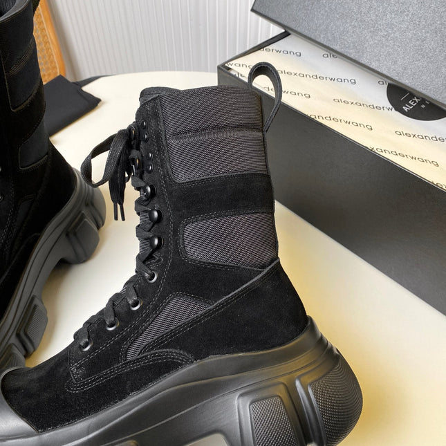 STORM COMBINATION 8 CM BOOTS IN BLACK SUEDE AND SHEEPSKIN