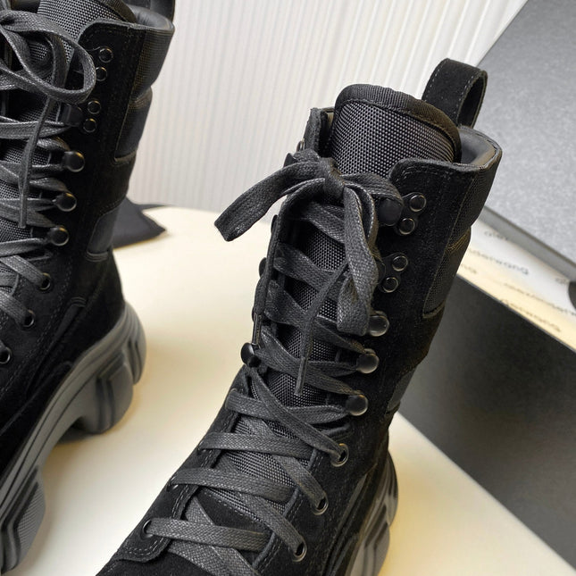 STORM COMBINATION 8 CM BOOTS IN BLACK SUEDE AND SHEEPSKIN