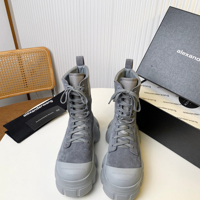 STORM COMBINATION 8 CM BOOTS IN COOL GRAY SUEDE AND SHEEPSKIN