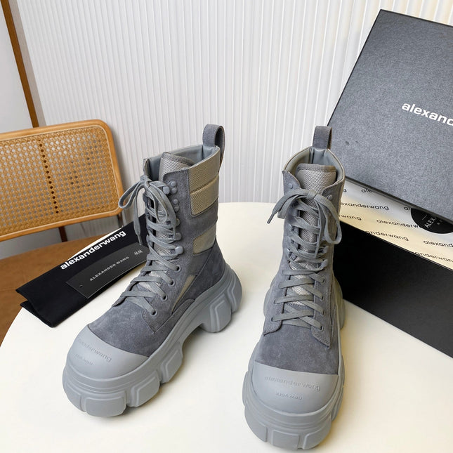 STORM COMBINATION 8 CM BOOTS IN COOL GRAY SUEDE AND SHEEPSKIN