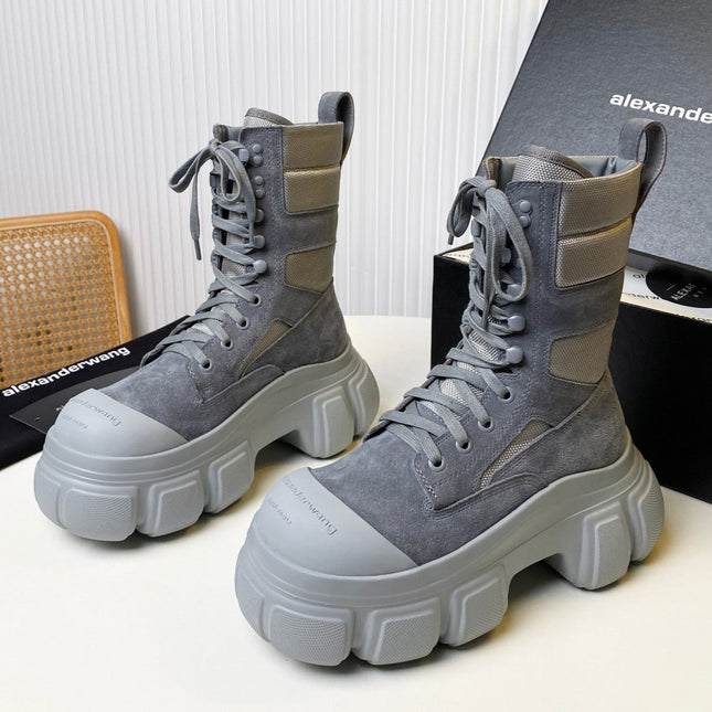 STORM COMBINATION 8 CM BOOTS IN COOL GRAY SUEDE AND SHEEPSKIN
