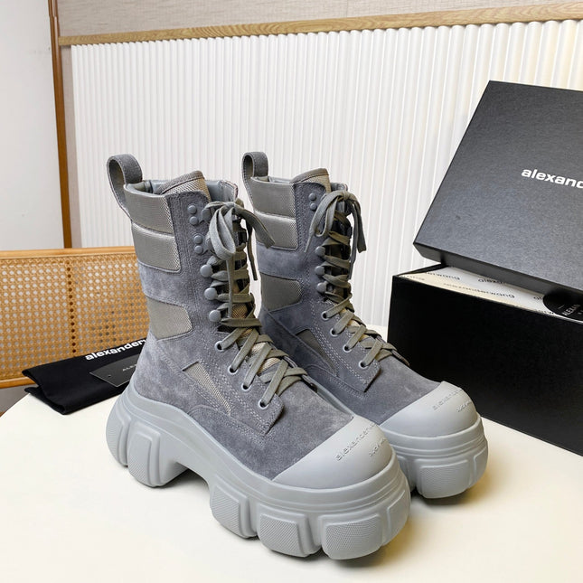 STORM COMBINATION 8 CM BOOTS IN COOL GRAY SUEDE AND SHEEPSKIN