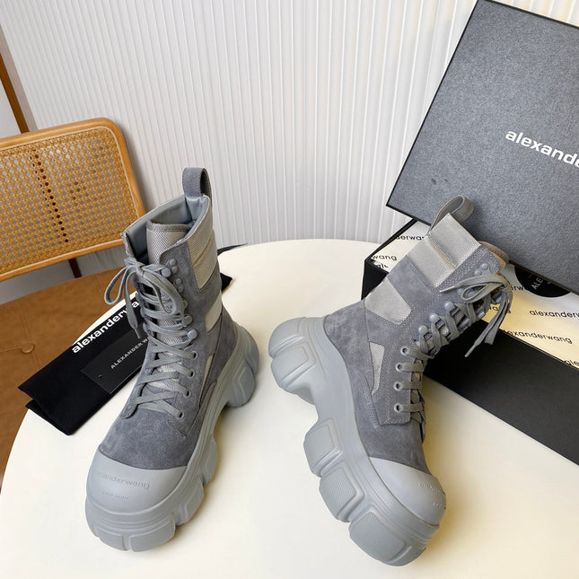 STORM COMBINATION 8 CM BOOTS IN COOL GRAY SUEDE AND SHEEPSKIN