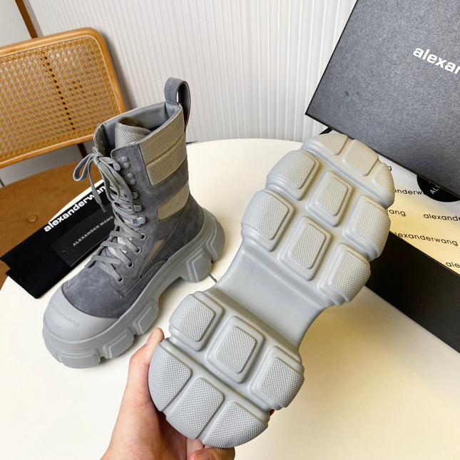 STORM COMBINATION 8 CM BOOTS IN COOL GRAY SUEDE AND SHEEPSKIN