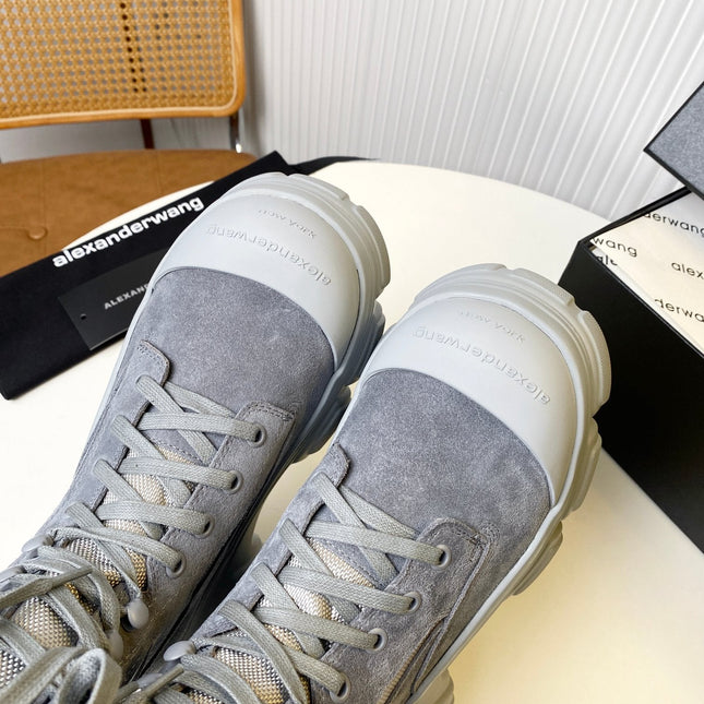 STORM COMBINATION 8 CM BOOTS IN COOL GRAY SUEDE AND SHEEPSKIN