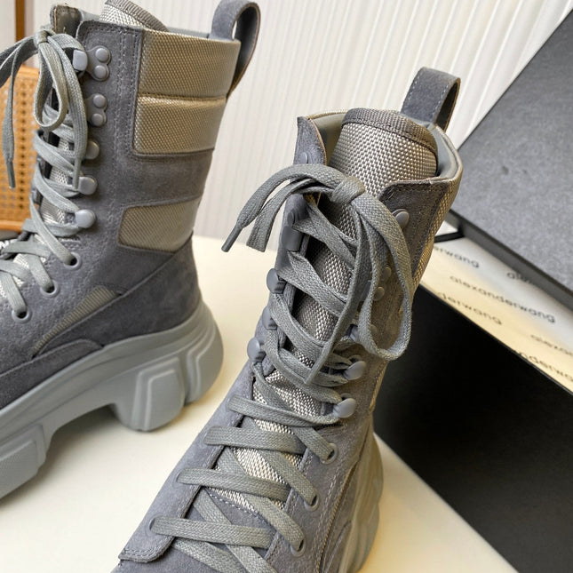STORM COMBINATION 8 CM BOOTS IN COOL GRAY SUEDE AND SHEEPSKIN