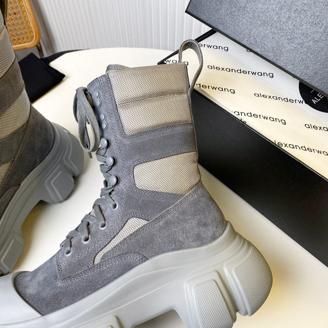 STORM COMBINATION 8 CM BOOTS IN COOL GRAY SUEDE AND SHEEPSKIN