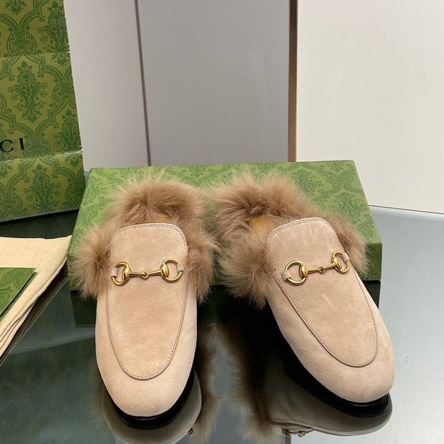 HORSEBIT MULE IN TAN BROWN SUEDE AND LAMB WOOL LINING