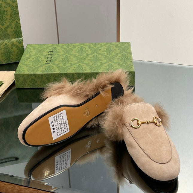 HORSEBIT MULE IN TAN BROWN SUEDE AND LAMB WOOL LINING