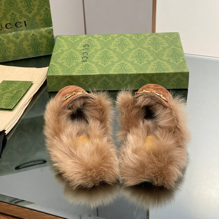 HORSEBIT MULE IN BRONZE BROWN SUEDE AND LAMB WOOL LINING