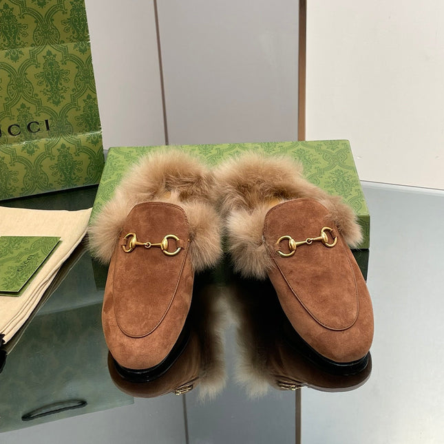 HORSEBIT MULE IN BRONZE BROWN SUEDE AND LAMB WOOL LINING