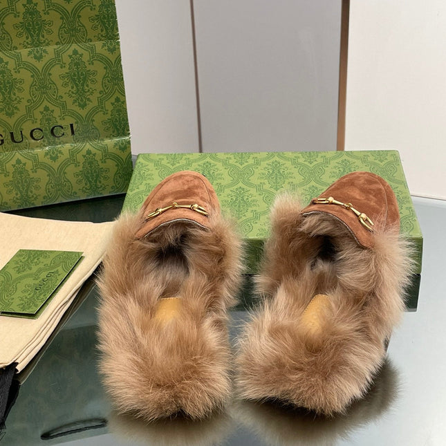 HORSEBIT MULE IN BRONZE BROWN SUEDE AND LAMB WOOL LINING