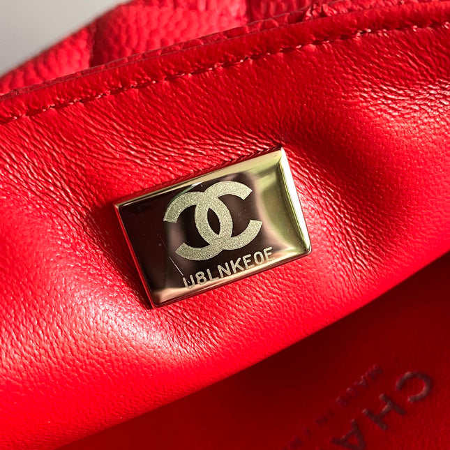 MINI RECTANGLE FLAP BAG 20CM RED CAVIAR SILVER HARDWARE