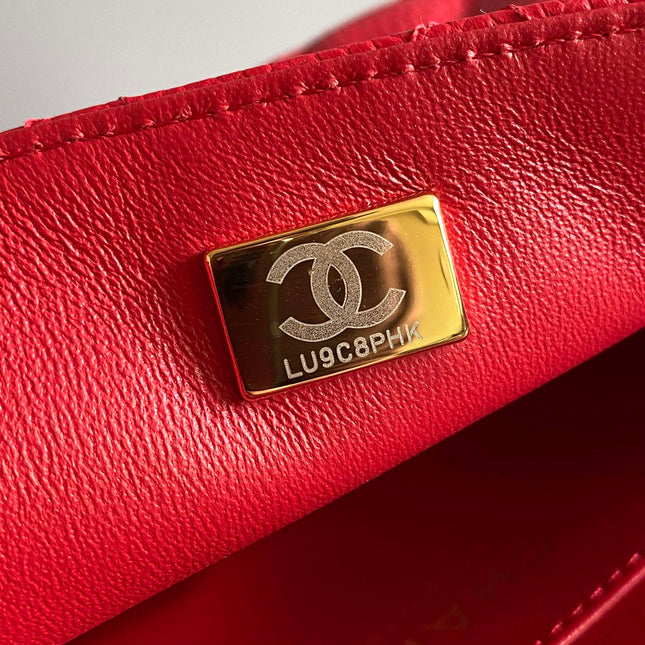 MINI RECTANGLE FLAP BAG 20CM RED CAVIAR GOLD HARDWARE