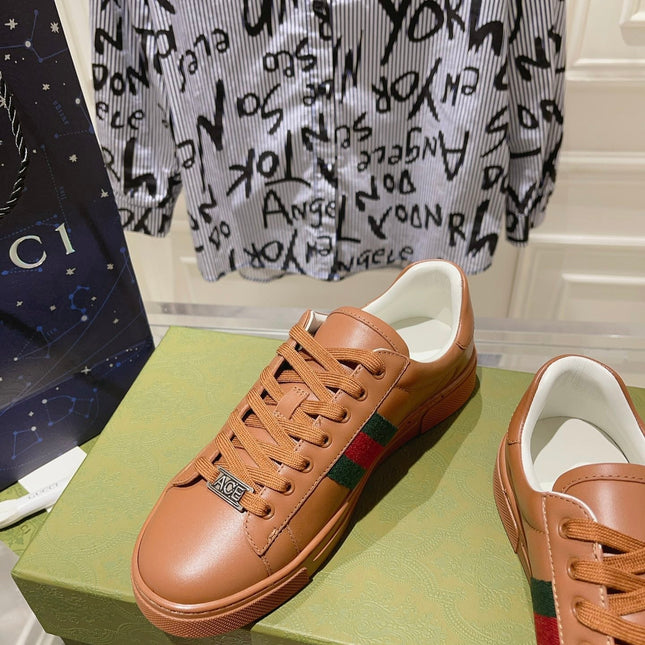 GG ACE GG SUPREME TRAINER TAWNY CALFSKIN
