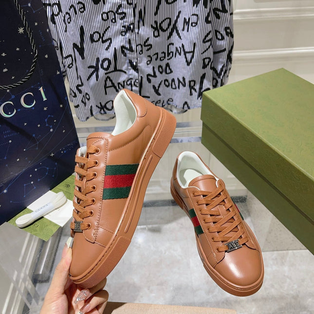 GG ACE GG SUPREME TRAINER TAWNY CALFSKIN