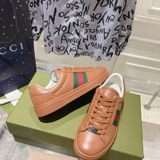 GG ACE GG SUPREME TRAINER TAWNY CALFSKIN