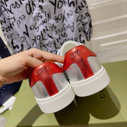 GG ACE GG SUPREME TRAINER SILVER CALFSKIN