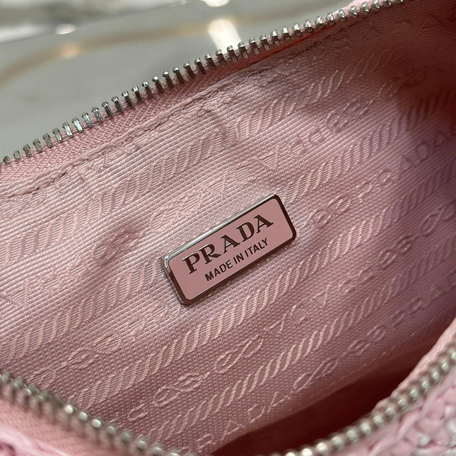 CROCHET HOBO BAG 22 IN PINK MIX WHITE RAFFIA SILVER HARDWARE