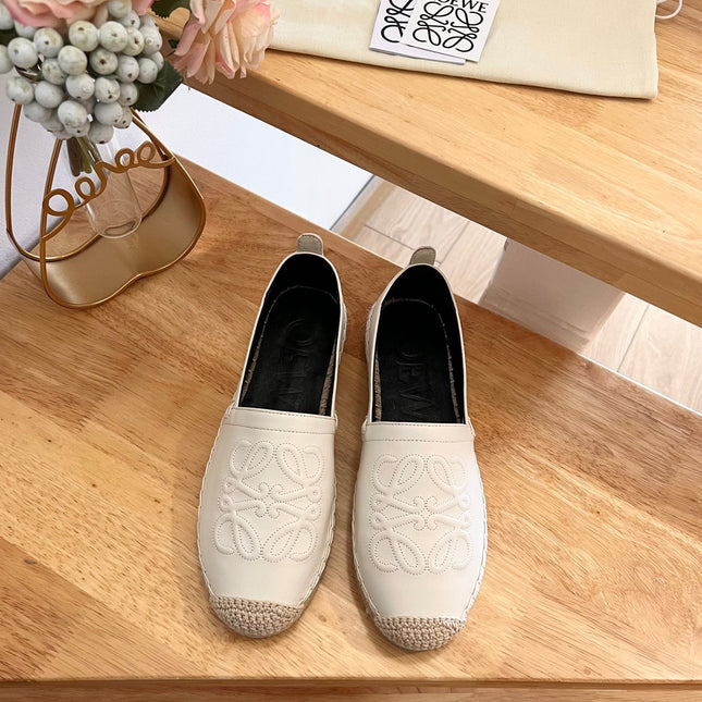 Loew Anagram Espadrille Ivory Black Leather