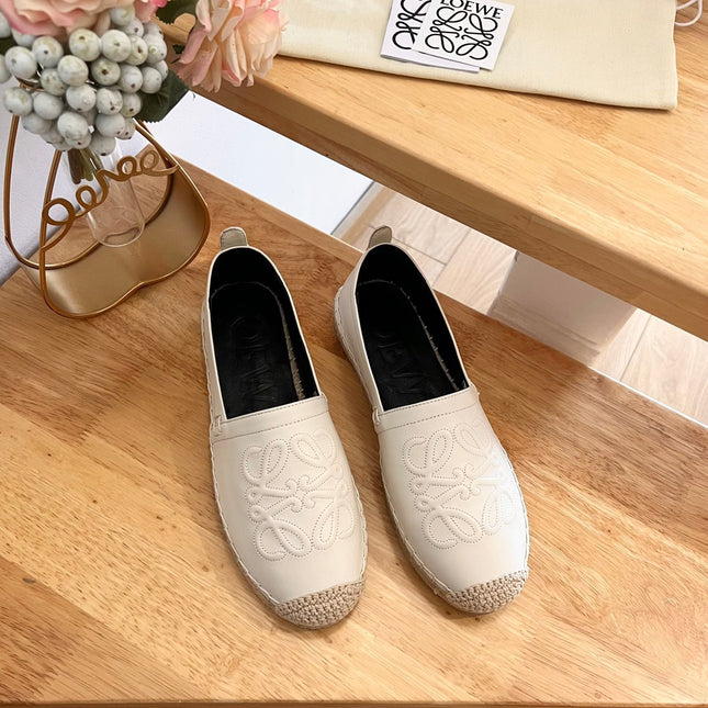 Loew Anagram Espadrille Ivory Black Leather