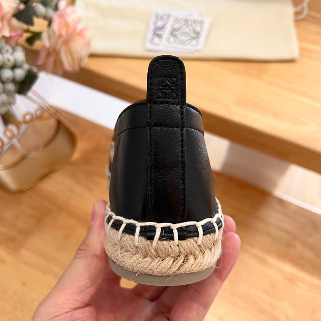 Loew Anagram Espadrille Black Leather