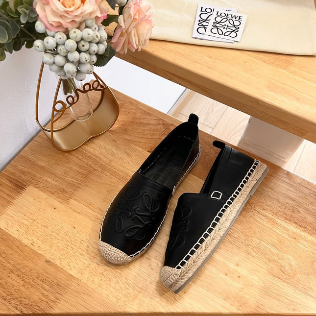 Loew Anagram Espadrille Black Leather