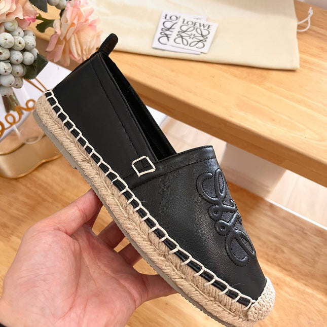 Loew Anagram Espadrille Black Leather
