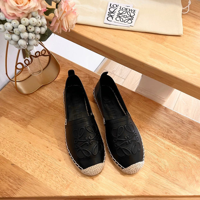Loew Anagram Espadrille Black Leather