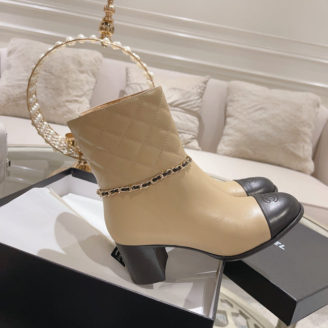 MID-HEEL ANKLE BOOTS IN TORTILLA BROWN CALFSKIN