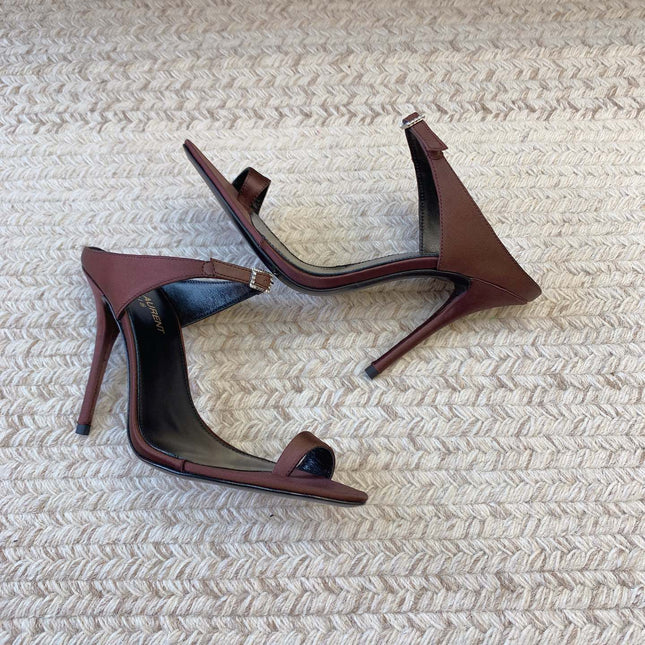 GAP CRYSTAL-BUCKLE SLIDE SANDALS IN SHIRAZ RED SILK