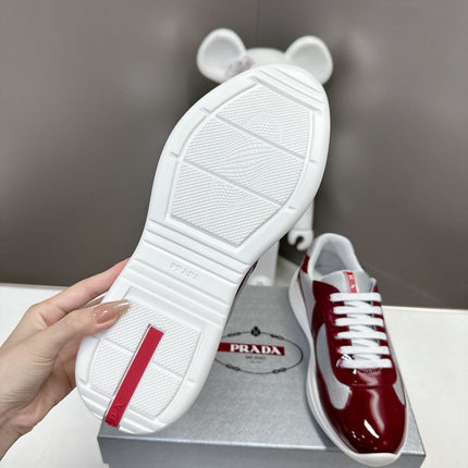 PRADA SNEAKERS IN BURDUNDY RED CALFSKIN AND MESH