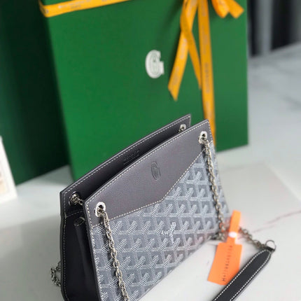 ROUETTE STRUCTURÉ MINI BAG 21 IN GREY BLACK GOYARDINE CANVAS AND CALFSKIN