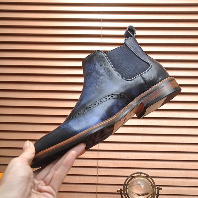 LV CHELSEA ANKLE BOOT IN BLUE OMBRE BLACK CALFSKIN