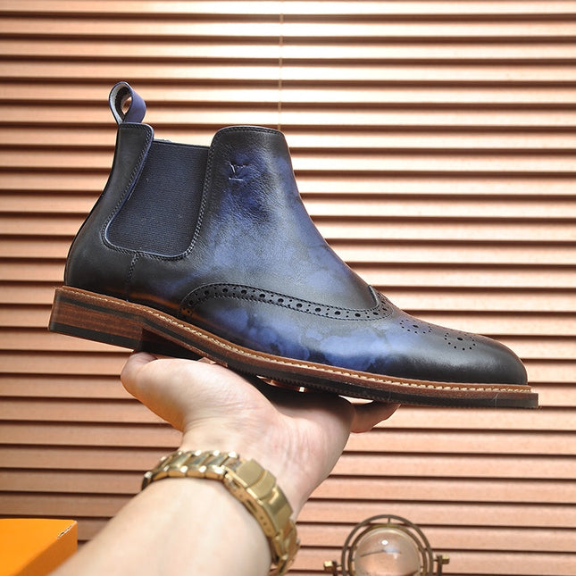 LV CHELSEA ANKLE BOOT IN BLUE OMBRE BLACK CALFSKIN