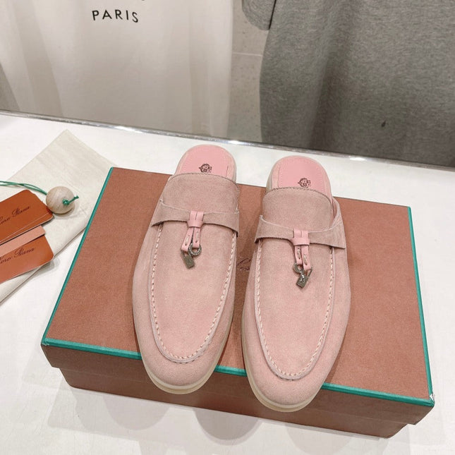 LP CHARMS WALK BABOUCHE LOAFERS PASTEL PINK SUEDE