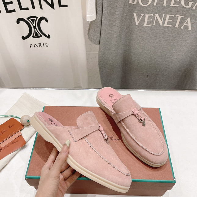 LP CHARMS WALK BABOUCHE LOAFERS PASTEL PINK SUEDE
