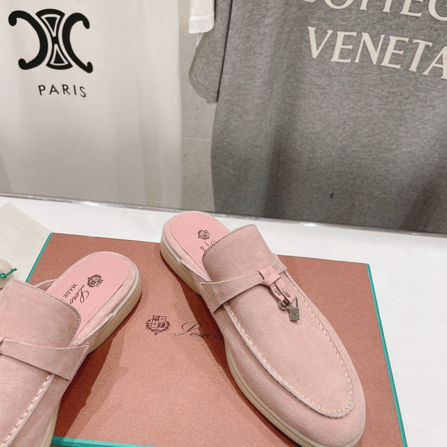 LP CHARMS WALK BABOUCHE LOAFERS PASTEL PINK SUEDE